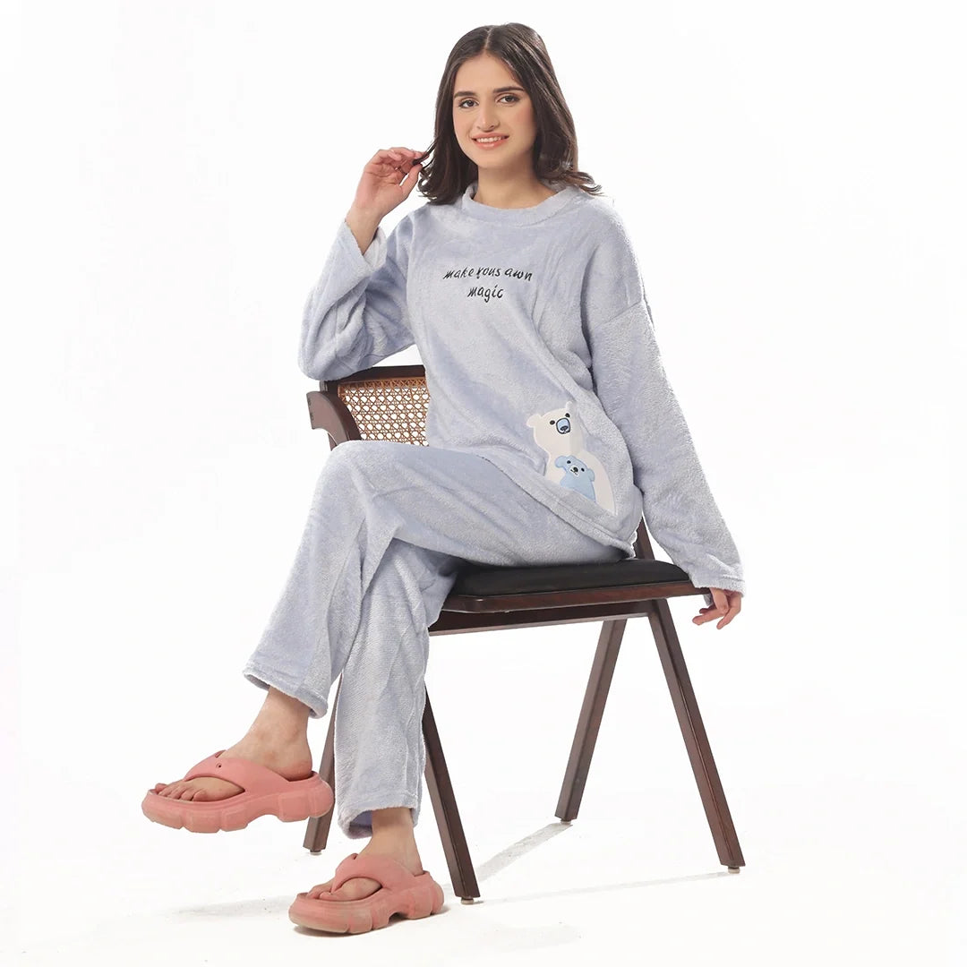 Fleece Pajama Suit Baby Blue Teddy