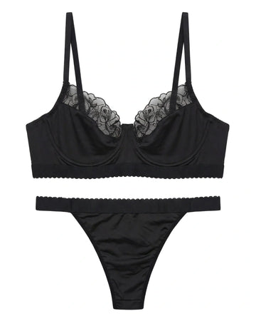 Non Padded Underwired Bra Set - Lace Trim