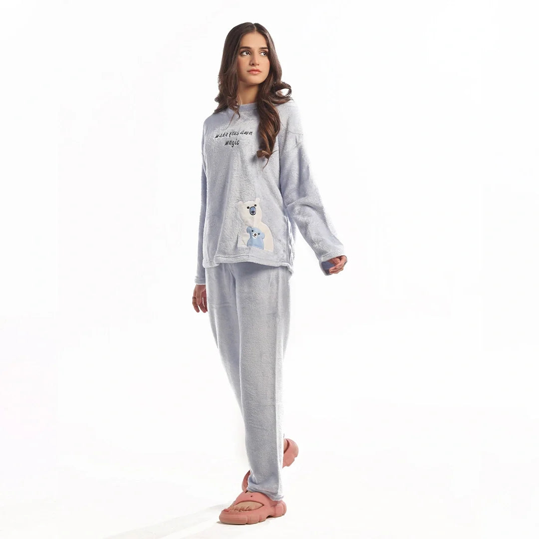 Fleece Pajama Suit Baby Blue Teddy