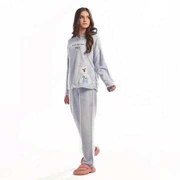 Fleece Pajama Suit Baby Blue Teddy
