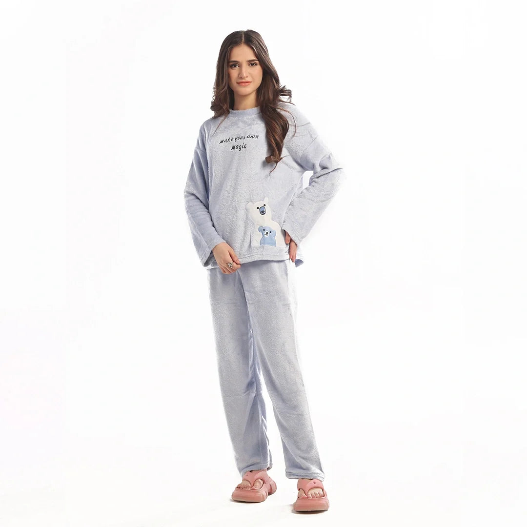 Fleece Pajama Suit Baby Blue Teddy