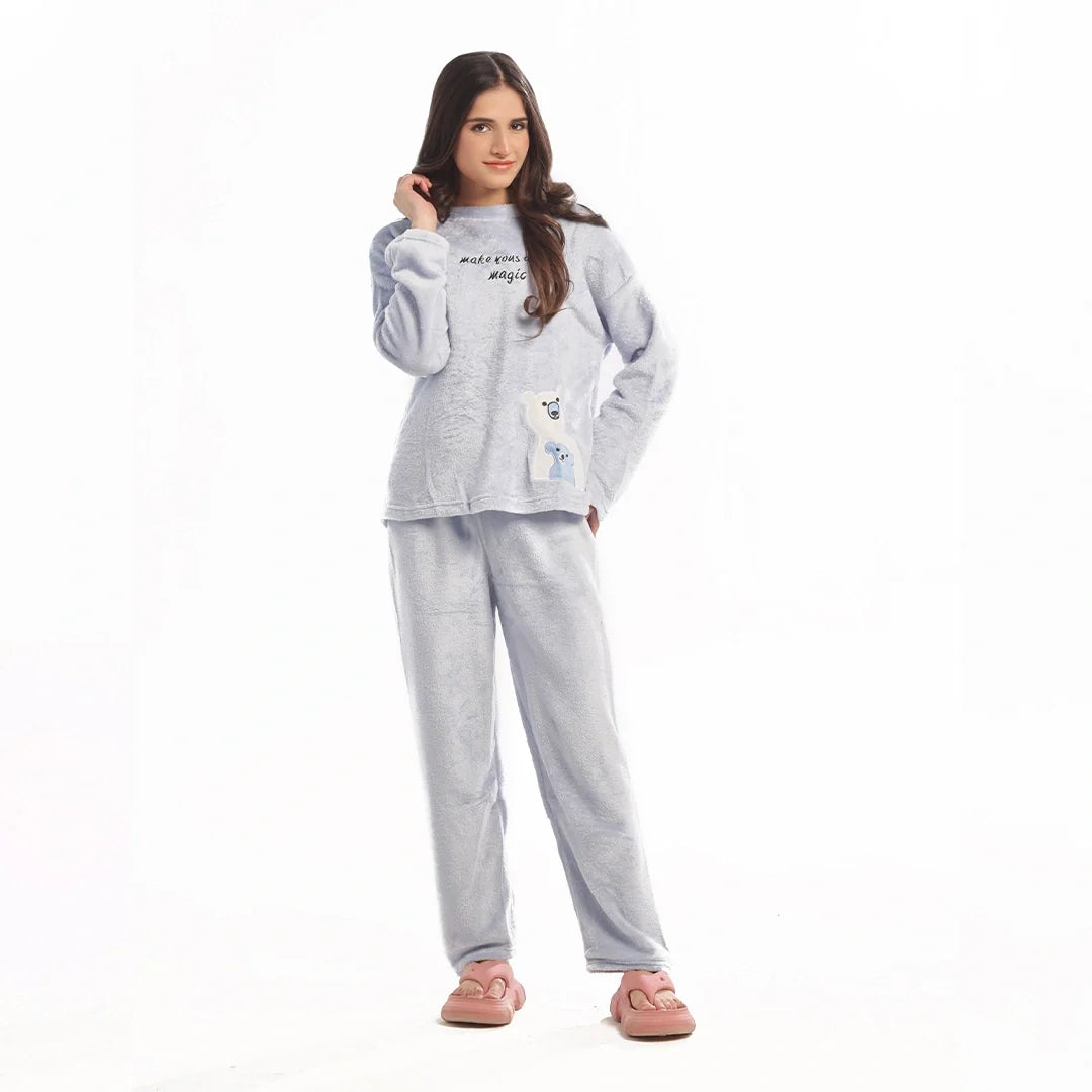 Fleece Pajama Suit Baby Blue Teddy