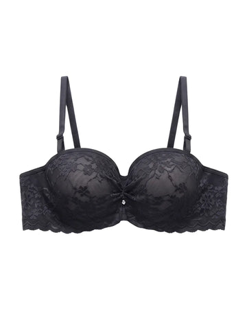 Padded Underwired Push-up Bra - Flowia - Black