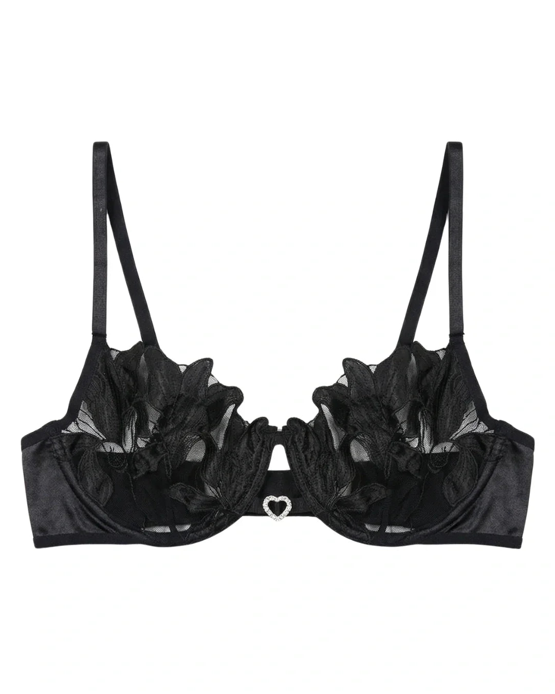 Non Padded Bra Set - Roselle Bloom - Black