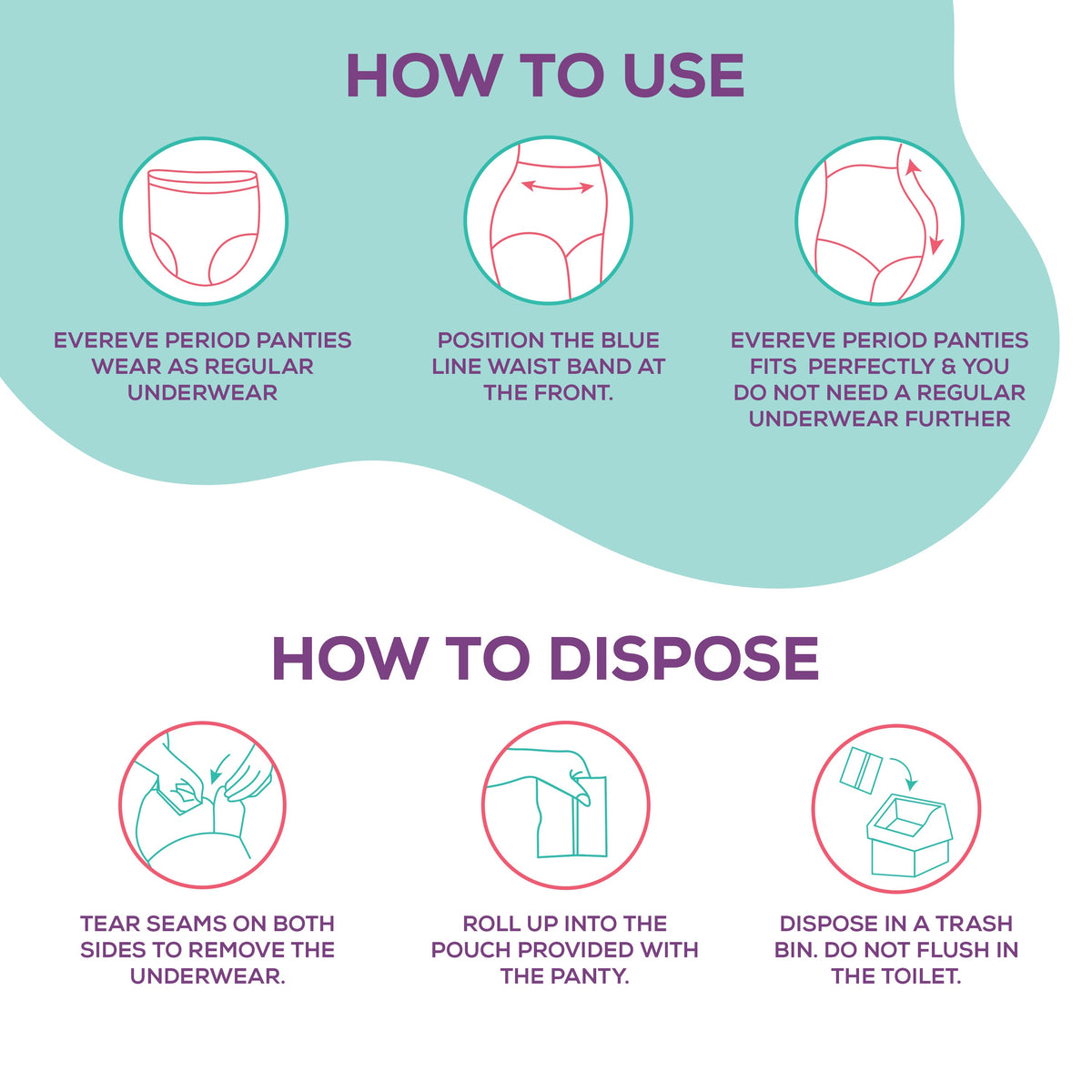 Disposable Padded Briefs Pull-up Period Panties Pack of 3
