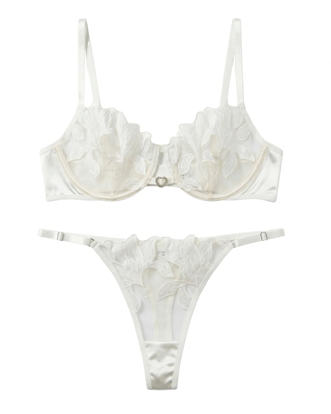 Non Padded Bra Set - Roselle Bloom - White
