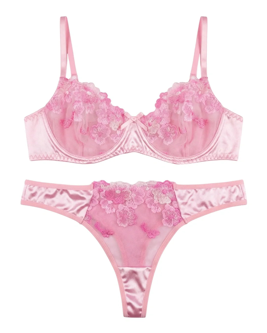Non Padded Bra Set - Petal Charm - Pink