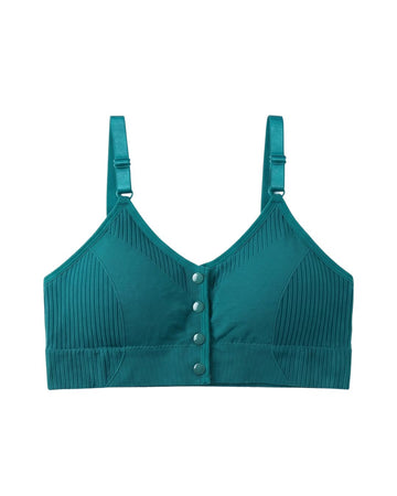 Front-Button Bra - Viona - Green