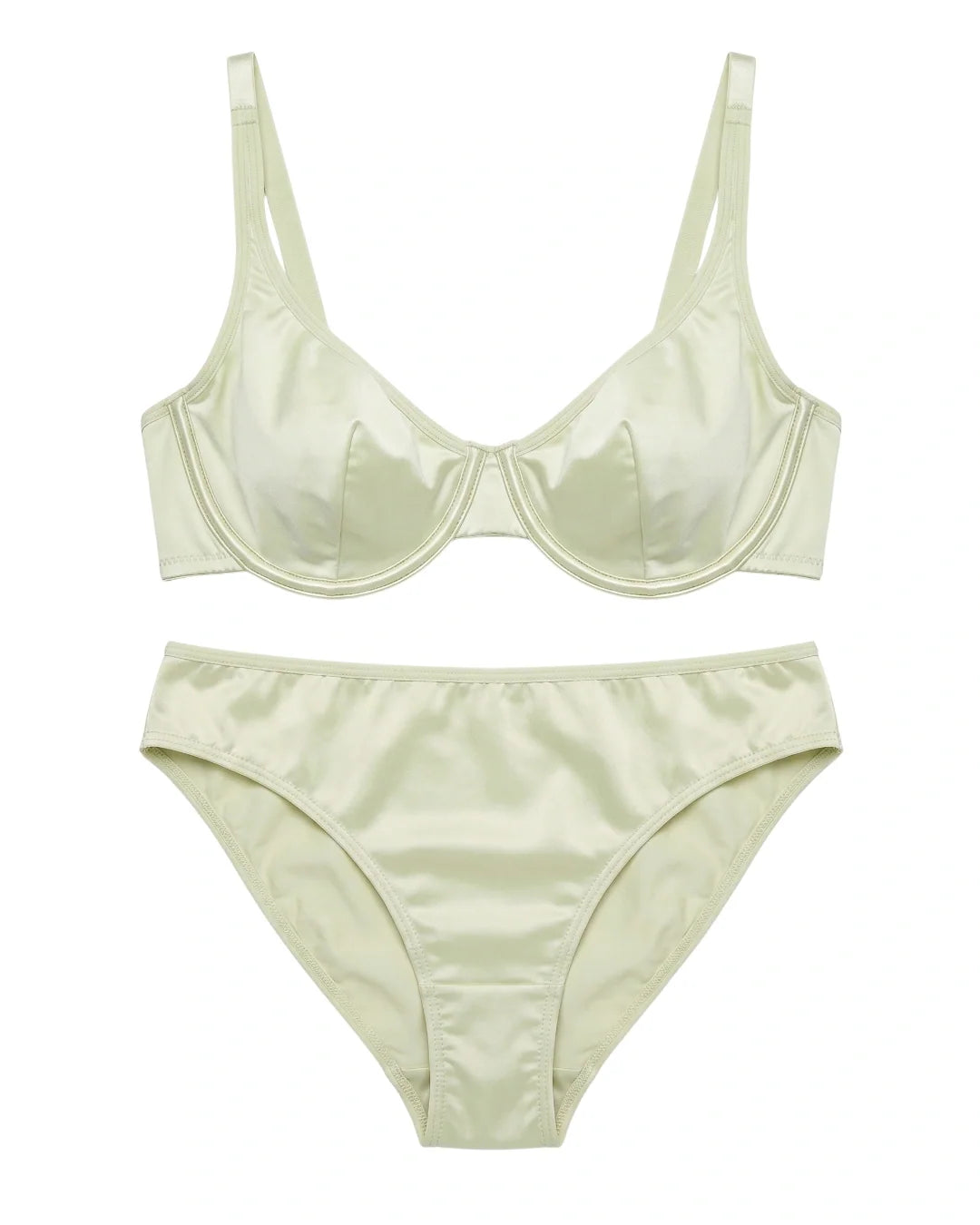 Non-Padded Bra Set -  Camille - Soft Green