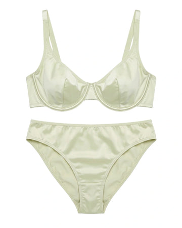 Non-Padded Bra Set -  Camille - Soft Green