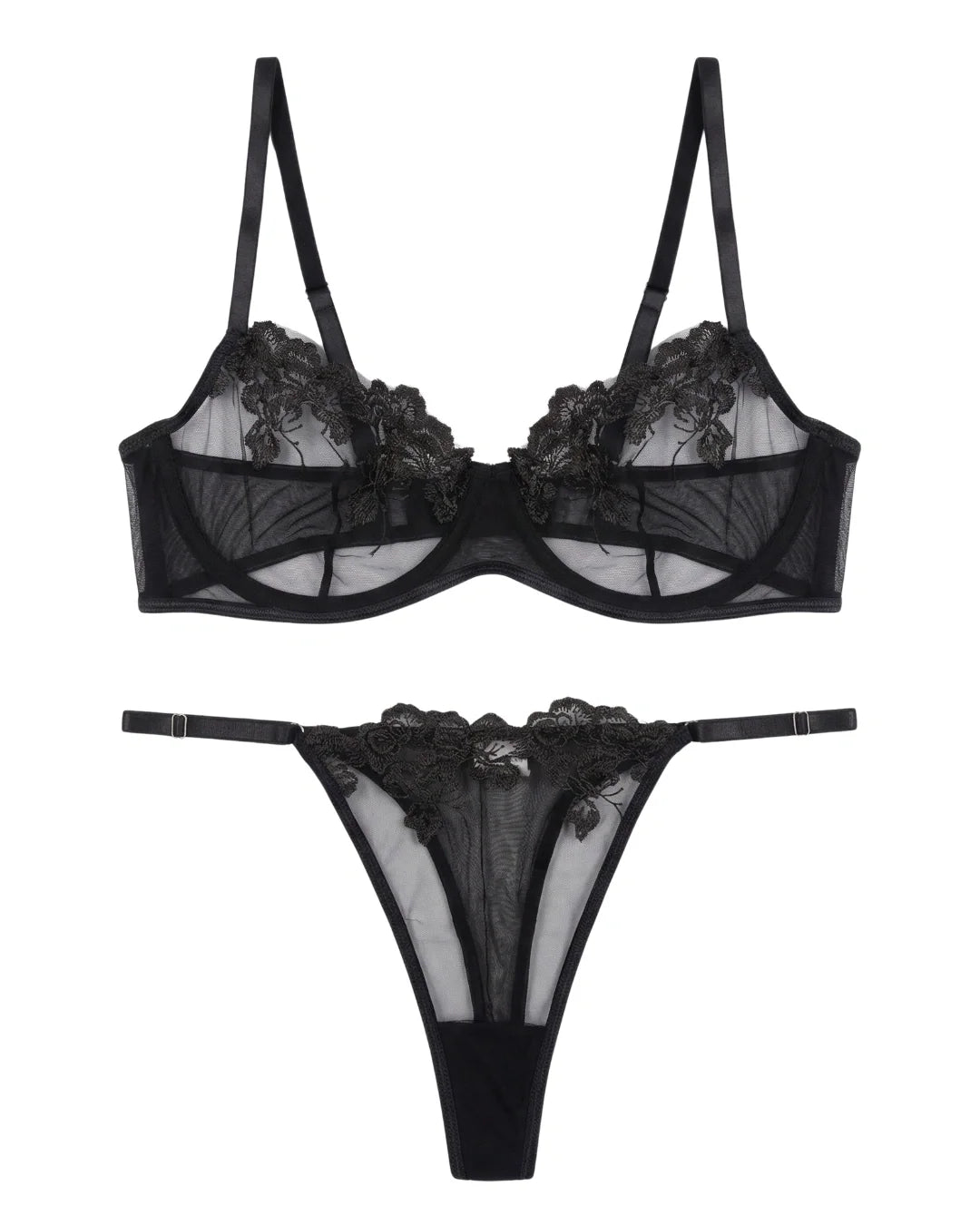Non Padded Bra Set - Noir Whisper - Black