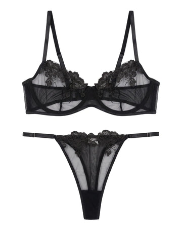 Non Padded Bra Set - Noir Whisper - Black