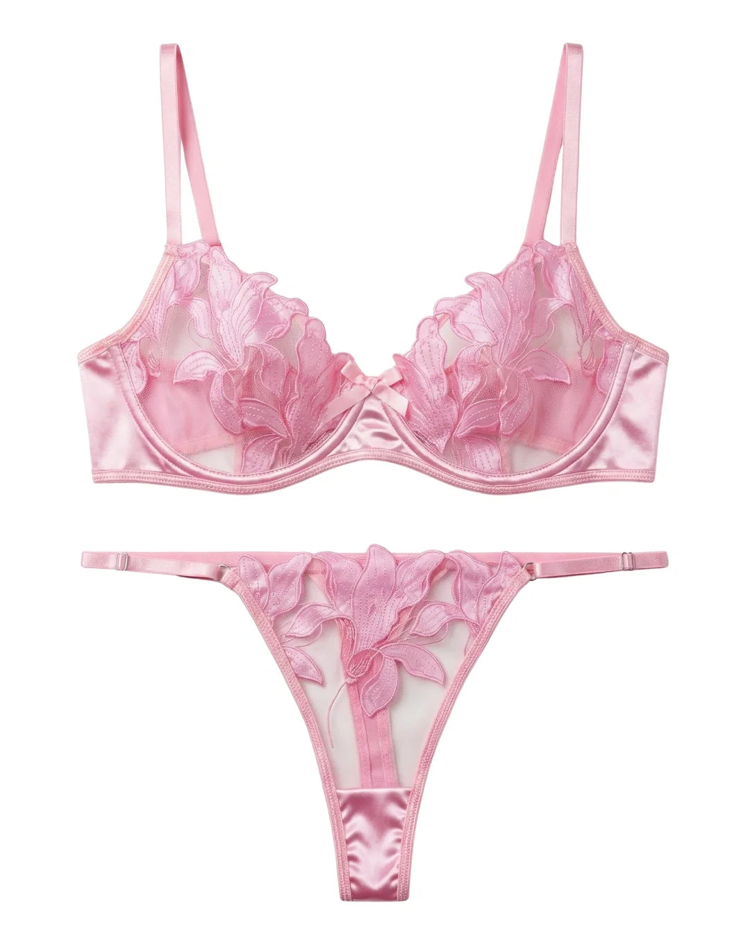 Non Padded Bra Set - Petal Luxe - Pink