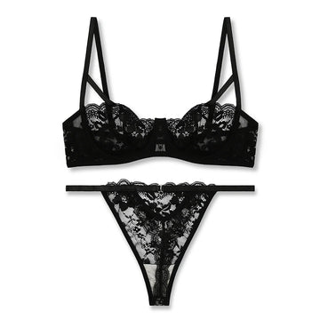 Bra Set -  Black Lace Net