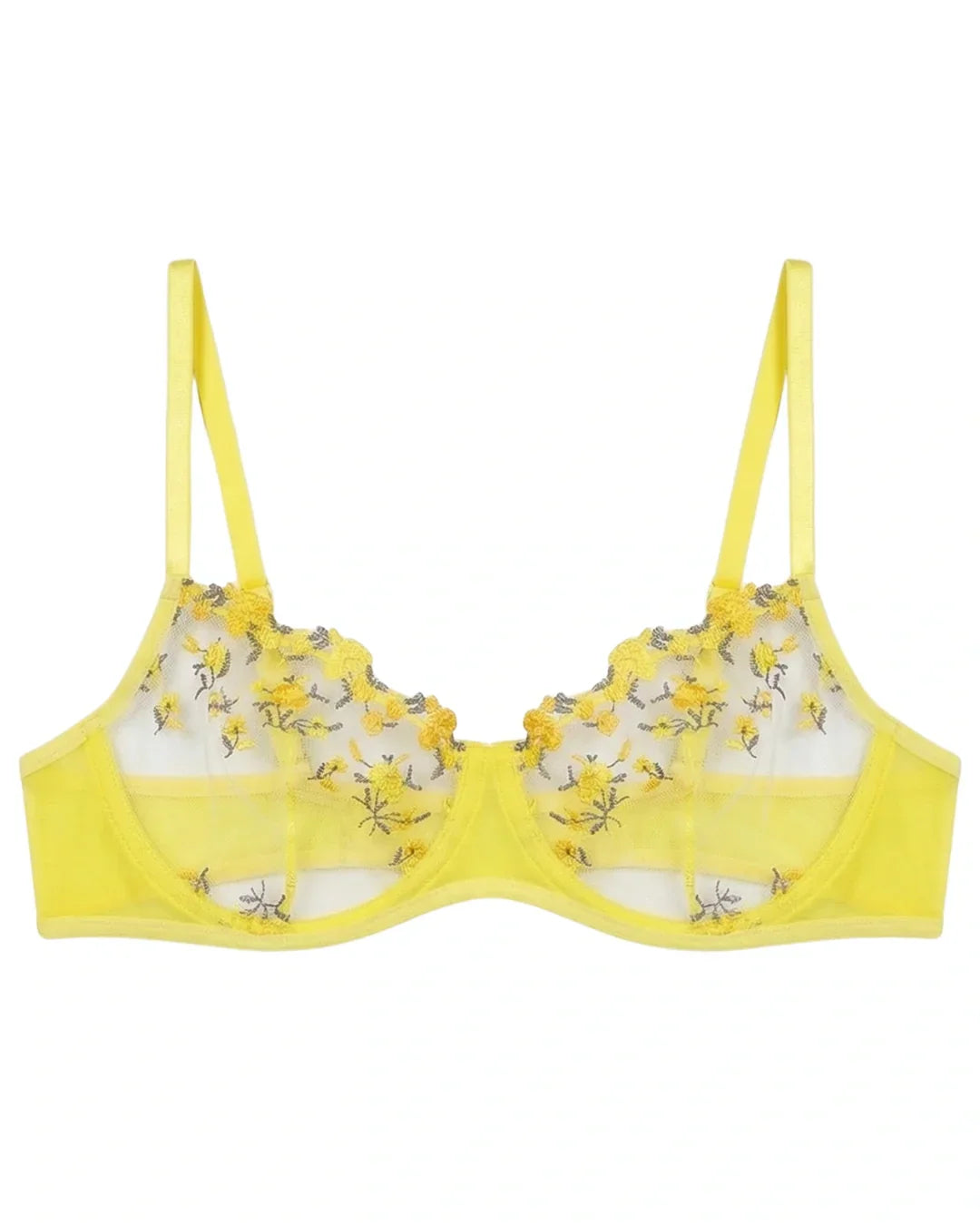 Non Padded Bra Set - Noir Rose - Yellow