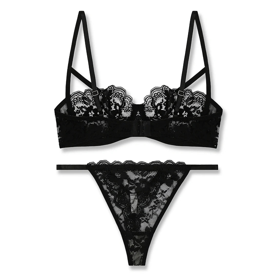 Bra Set -  Black Lace Net