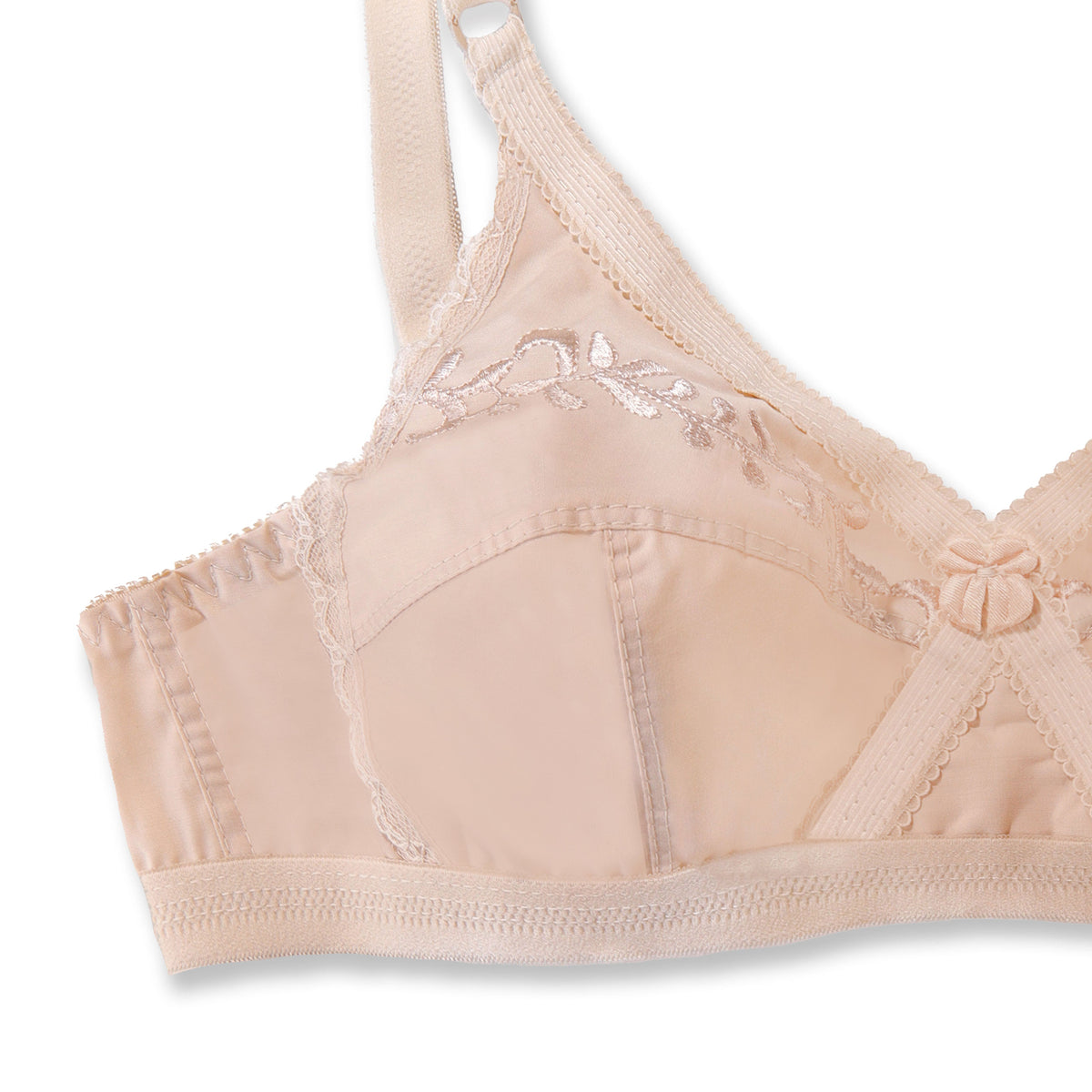 Embroidered Weave Non Padded Wireless Bra Skin