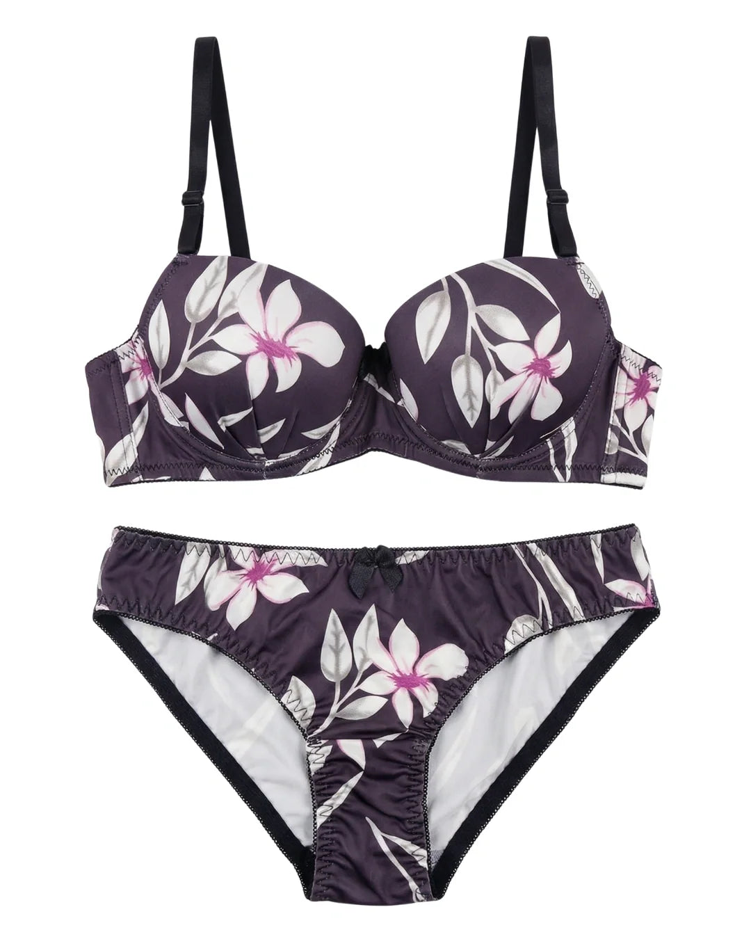 Padded Bra Set - Midnight Petal - Black