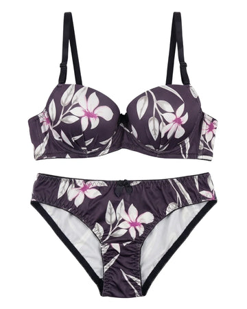 Padded Bra Set - Midnight Petal - Black