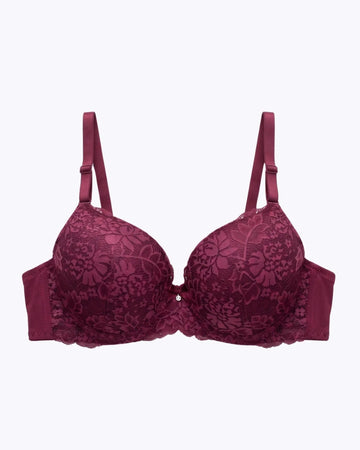 Plus Size Padded Bra - Softessa - Burgundy