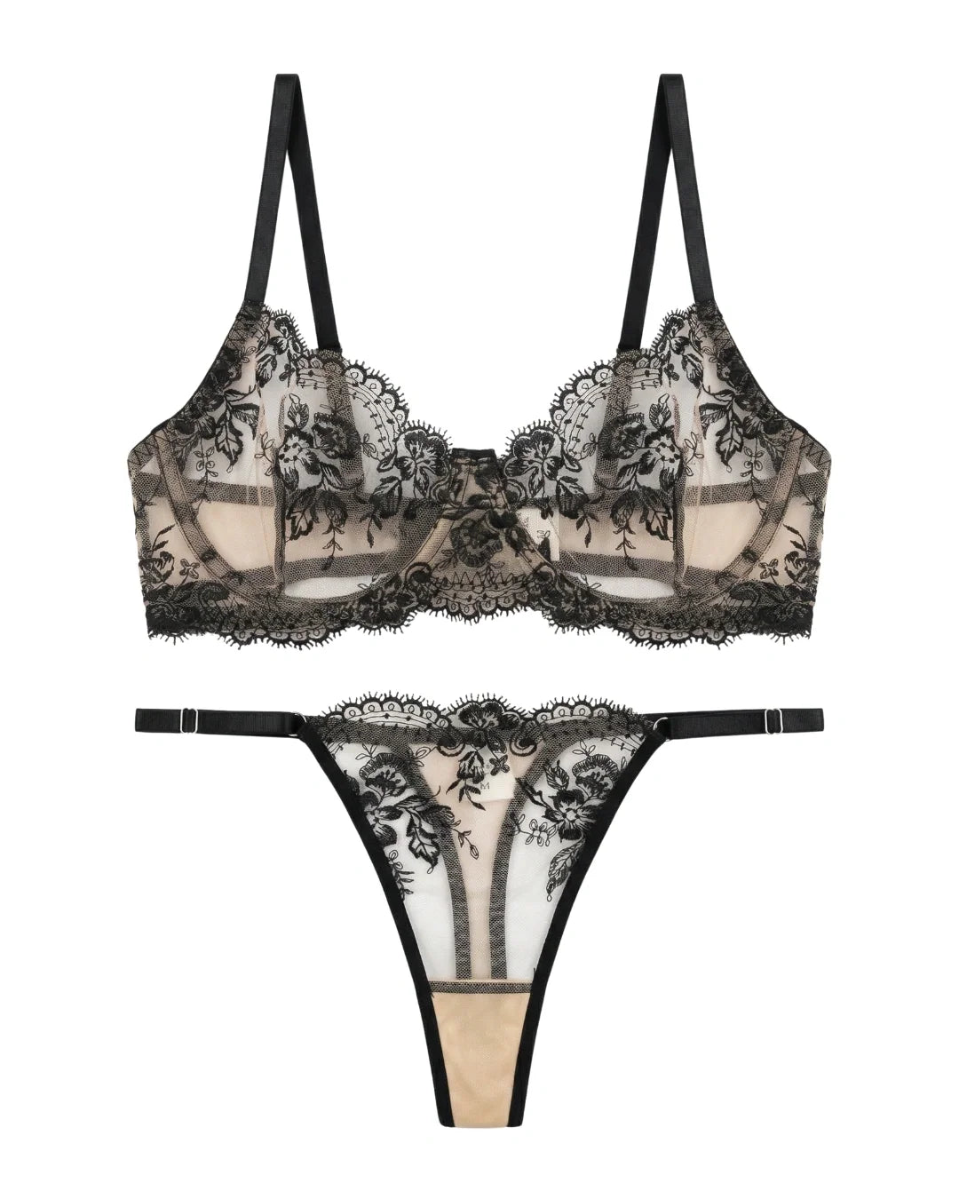 Non Padded Bra Set - Truffle - Black