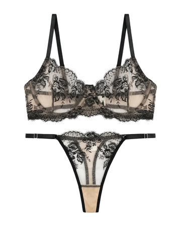 Non Padded Bra Set - Truffle - Black