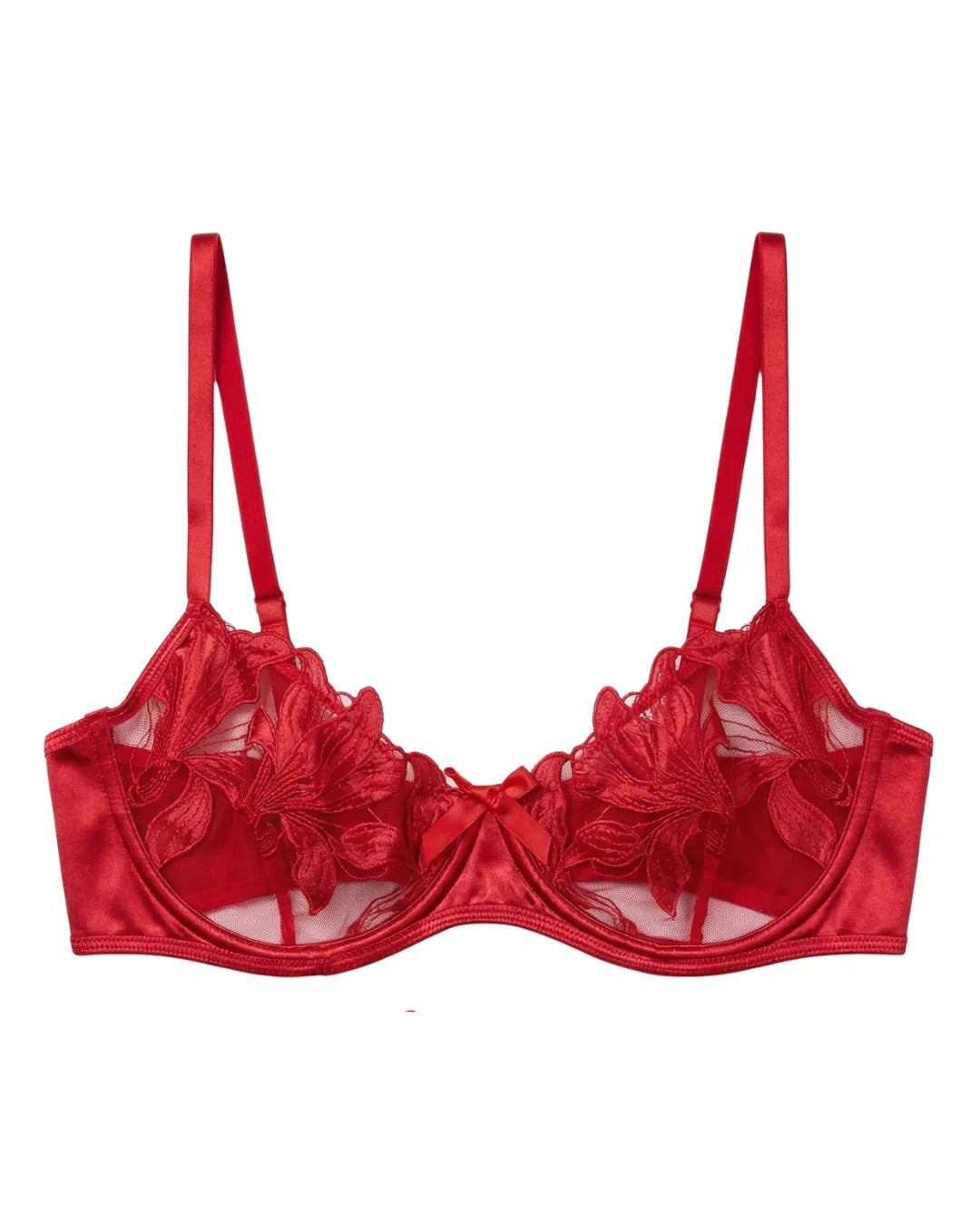 Non Padded Bra Set - Petal Luxe - Red