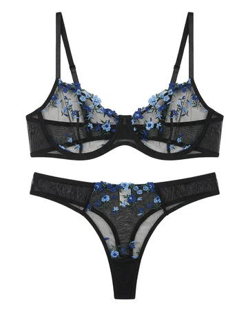 Non Padded Bra Set - Rosy Aura - Black