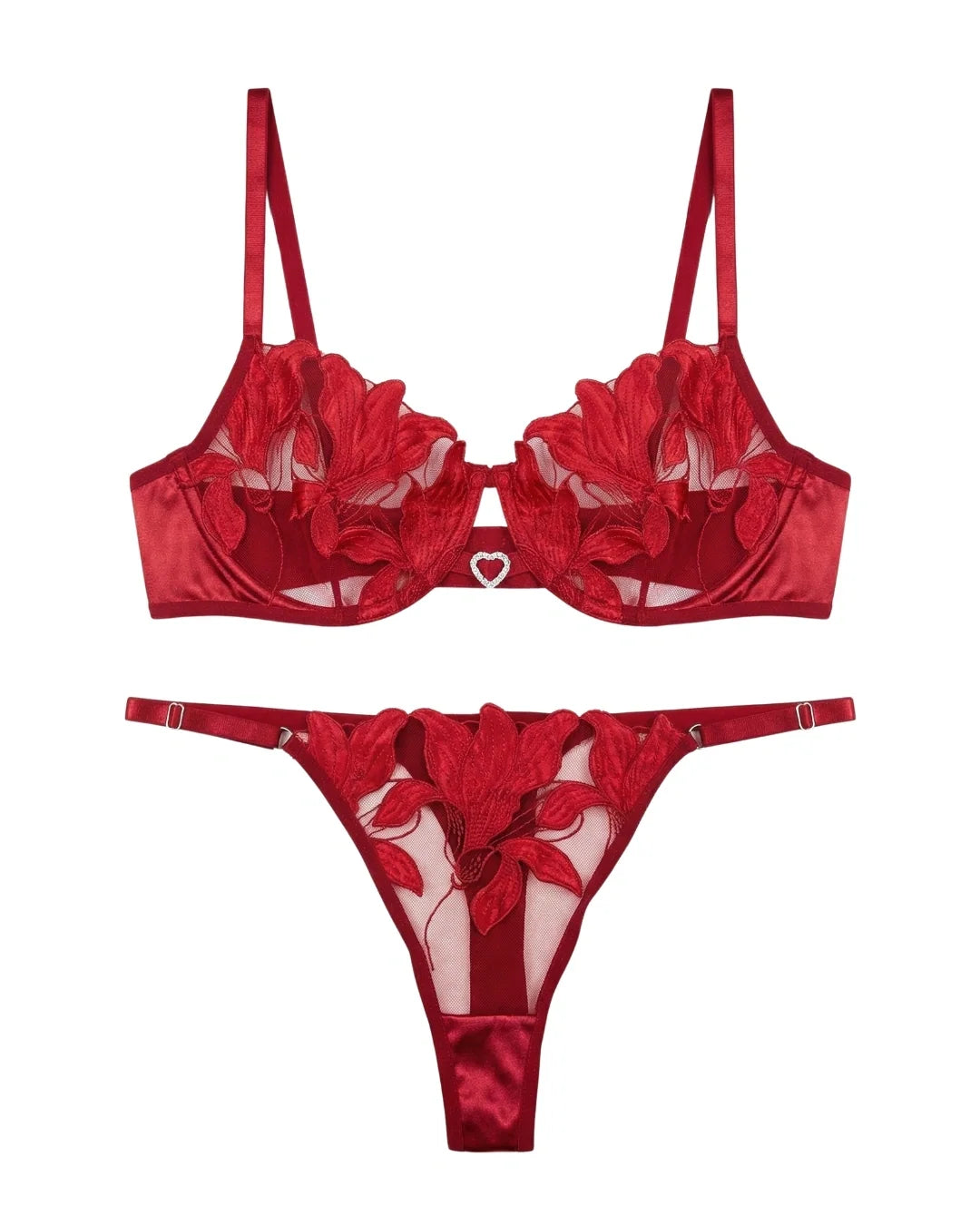 Non Padded Bra Set - Roselle Bloom - Maroon