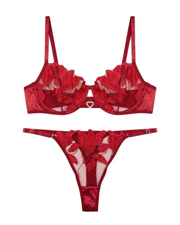 Non Padded Bra Set - Roselle Bloom - Maroon
