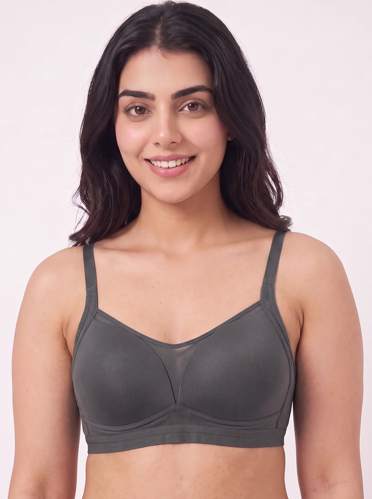 Light Padded Non-Wired T-Shirt Bra - Belle - Charcoal