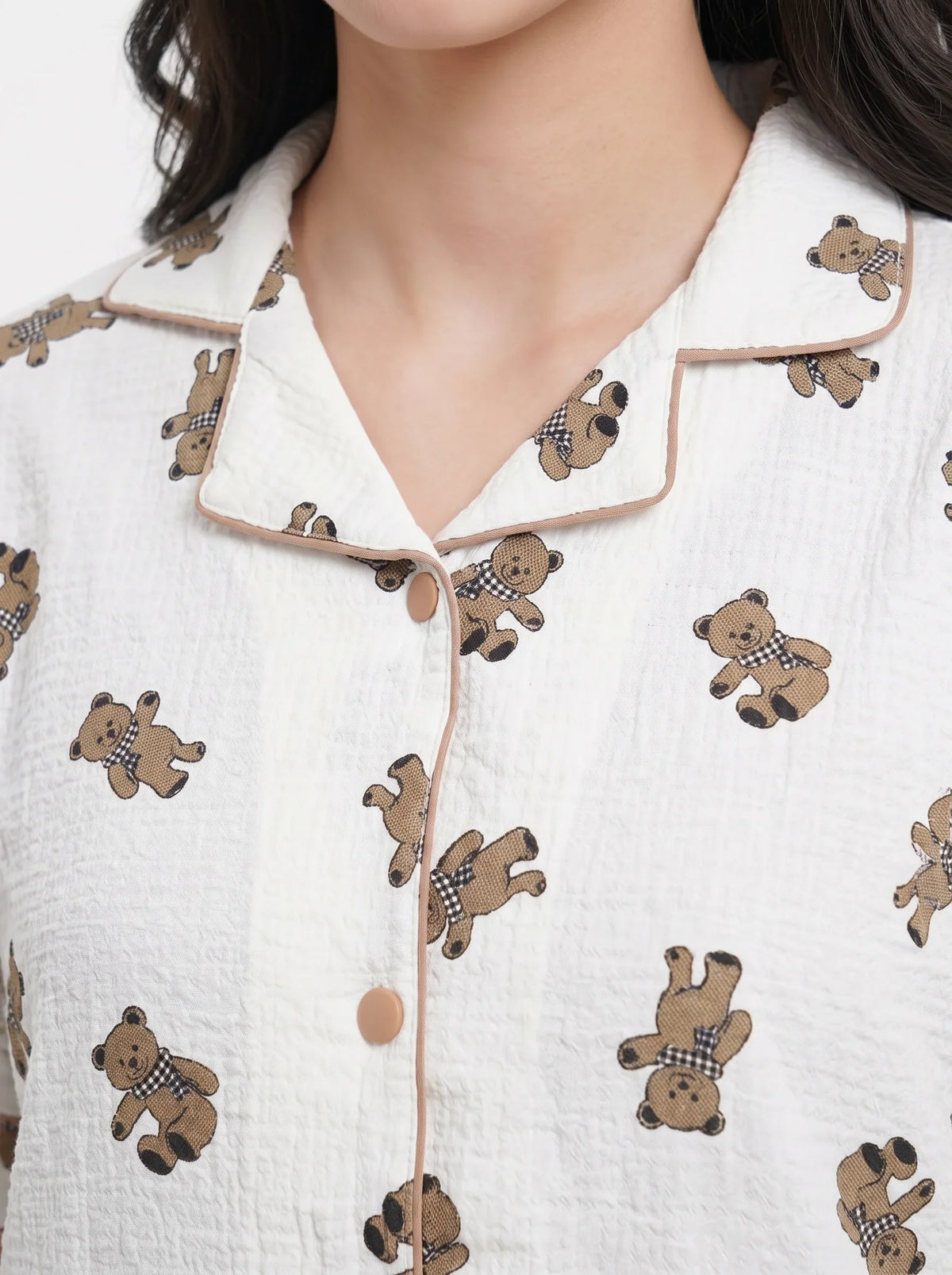 Summer Crinkled PJ Set - Cozy Bear
