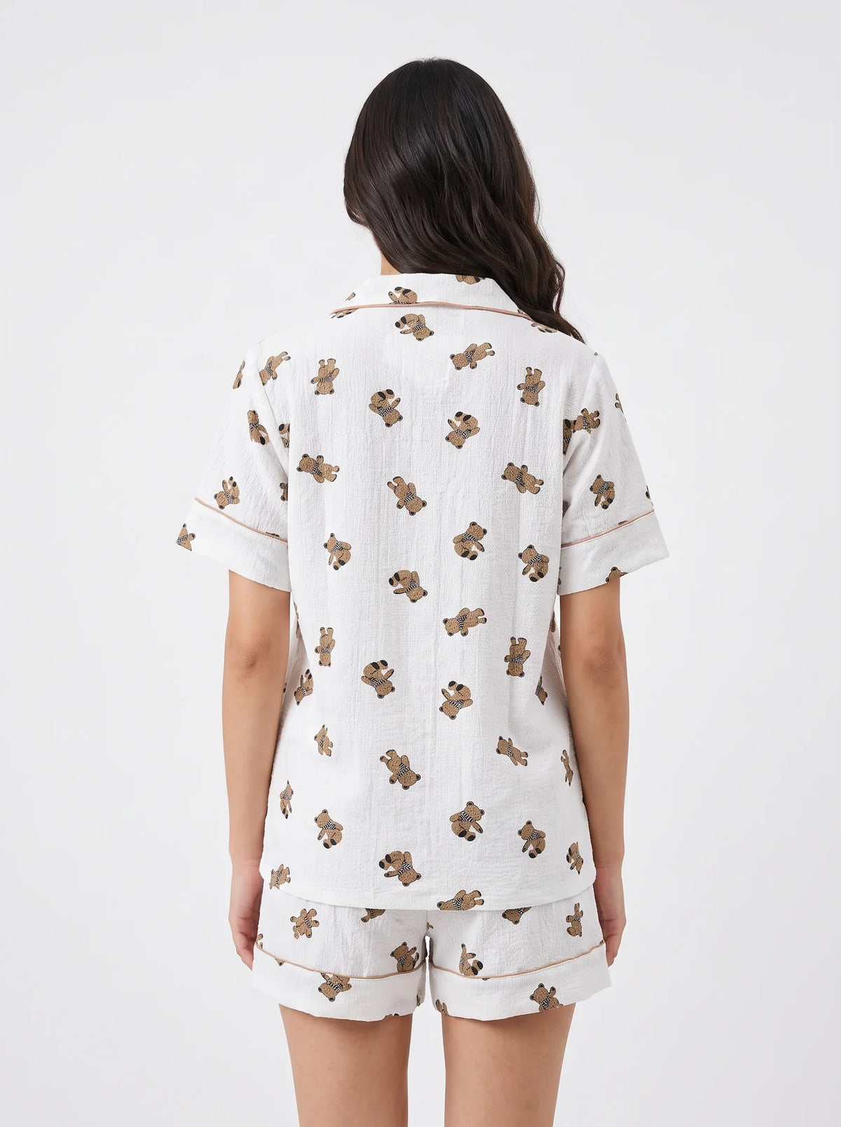 Summer Crinkled PJ Set - Cozy Bear