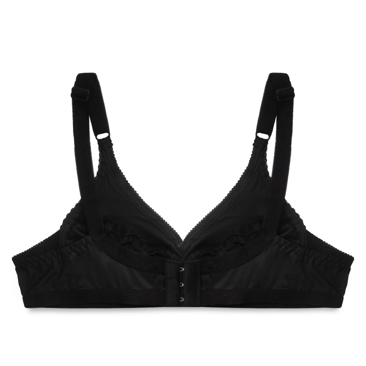 Embroidered Weave Non Padded Wireless Bra Black