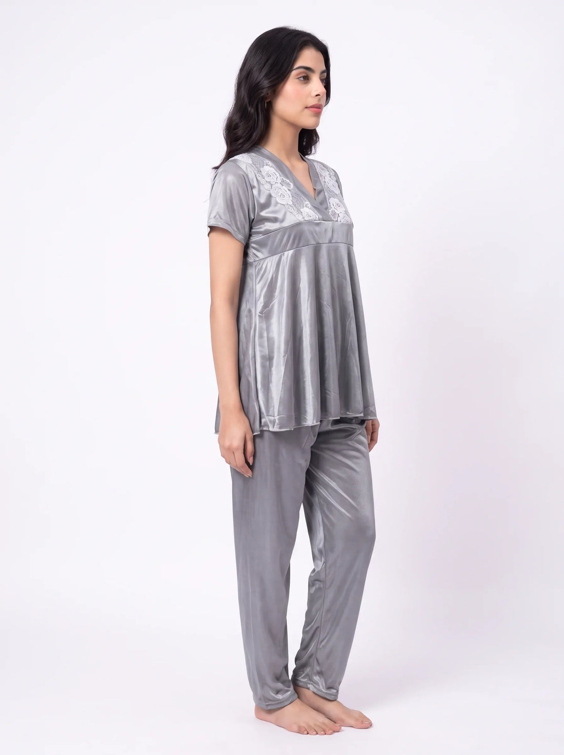 Silk PJ Set - Silk Ease - Silver