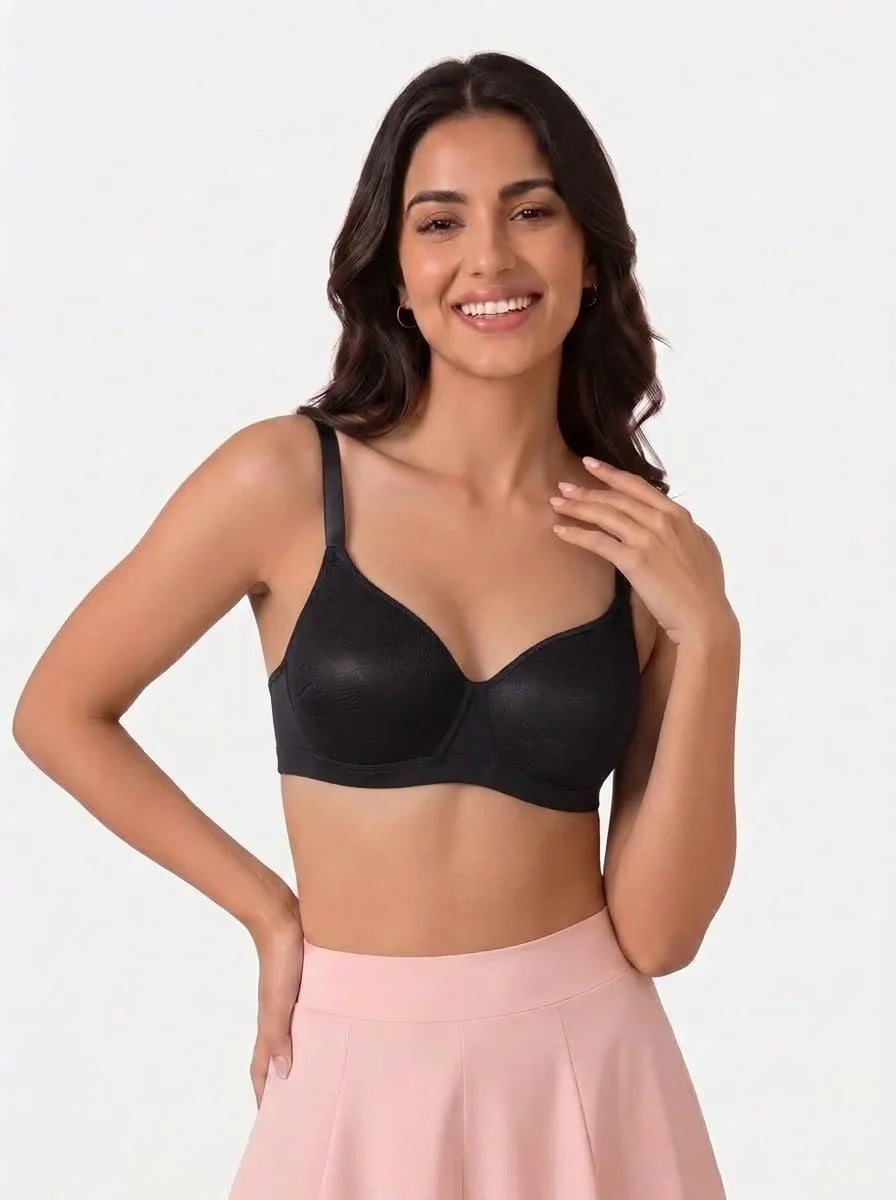 Light Padded Non-Wired T-Shirt Bra - Elysia - Black