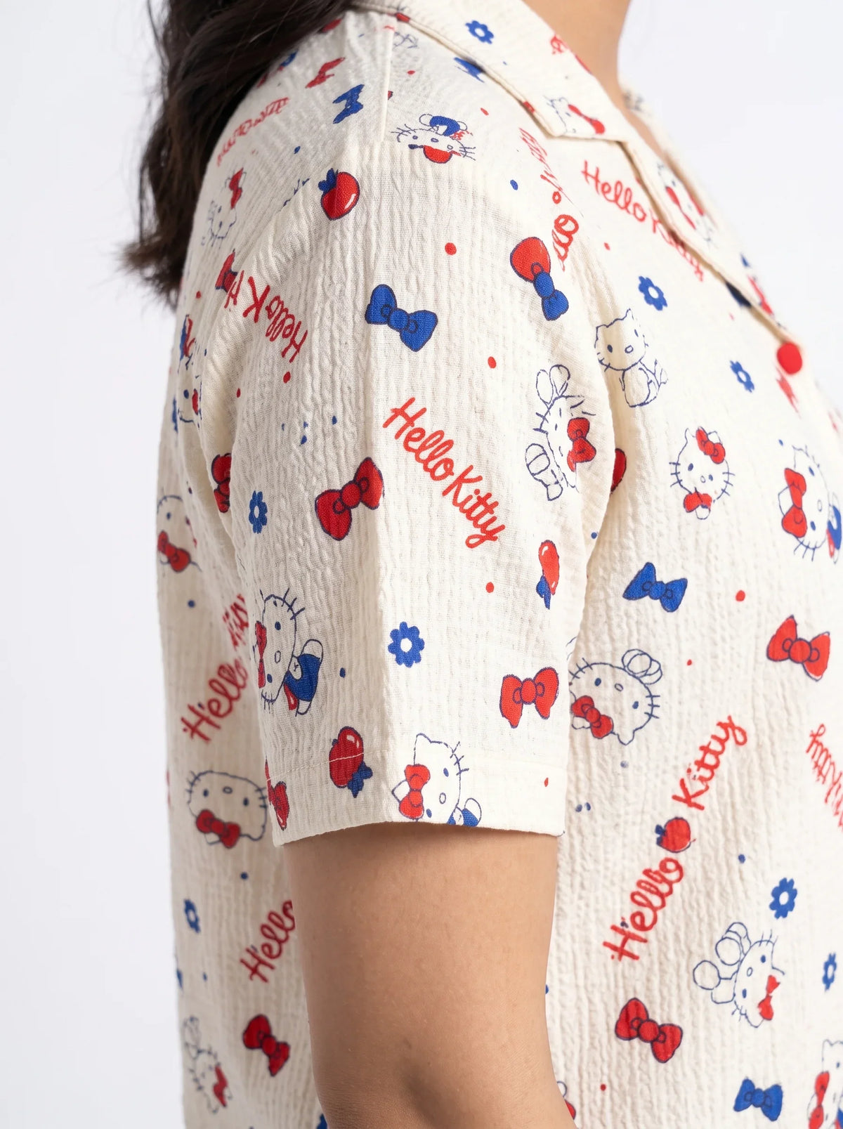 Summer Crinkled Pajama Suit - Kitty Charm