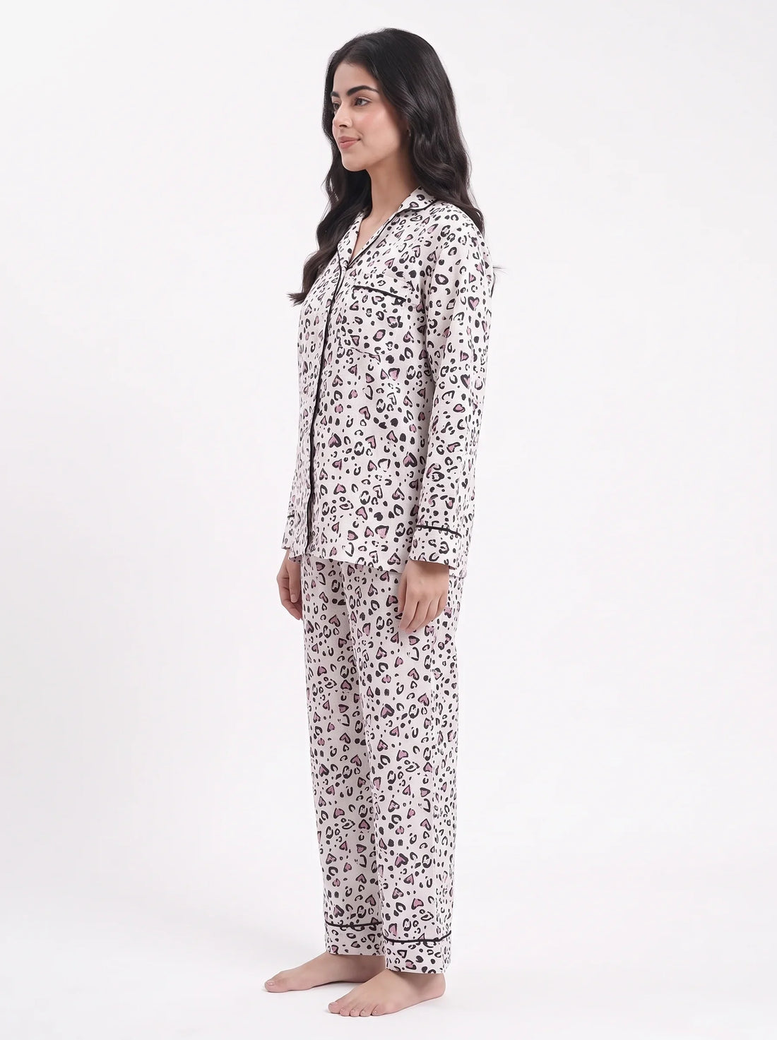 Silk Pajama Suit - Ivory Heart