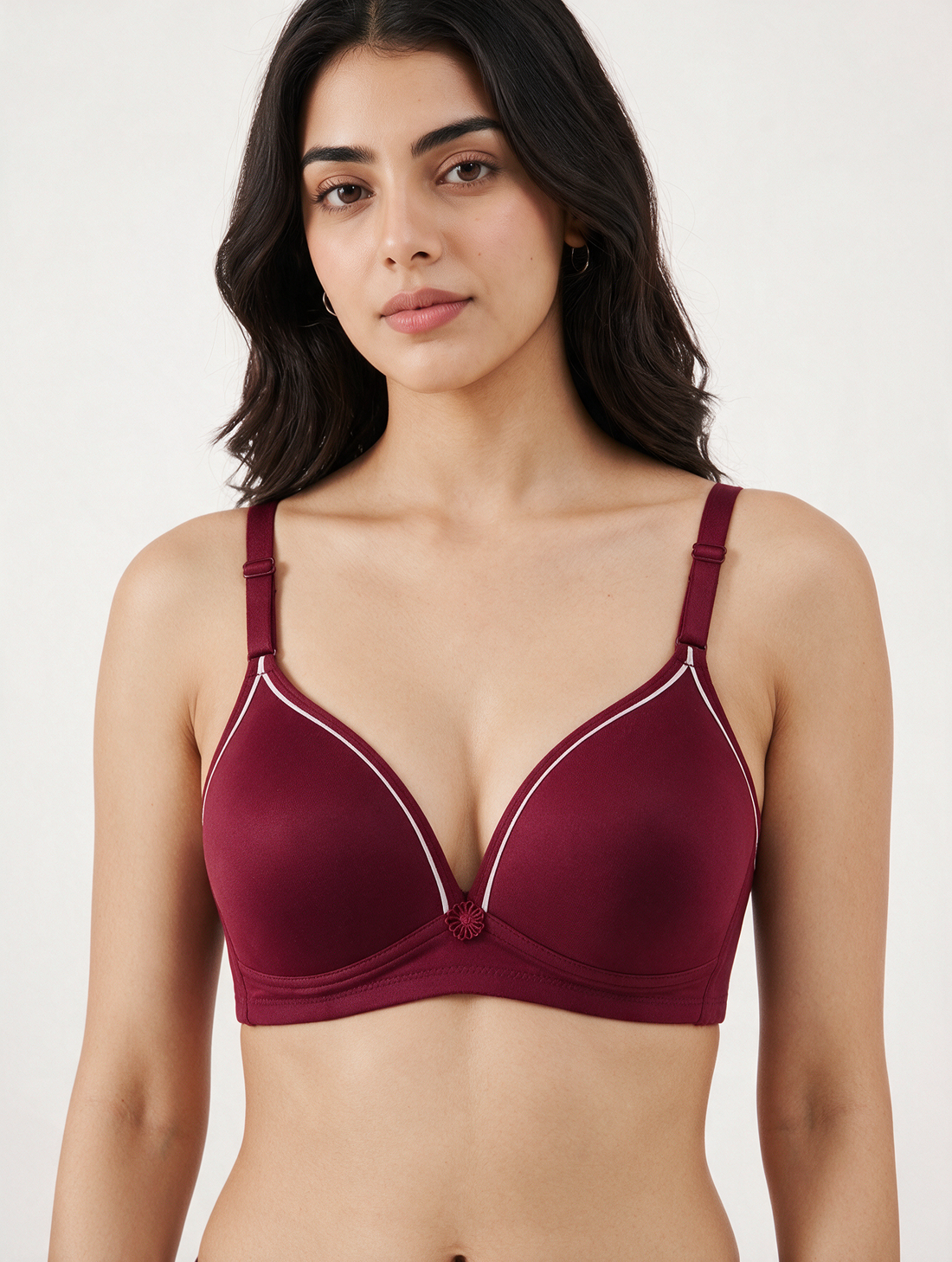 Padded Non-Wired T-shirt Bra - Serene - Maroon