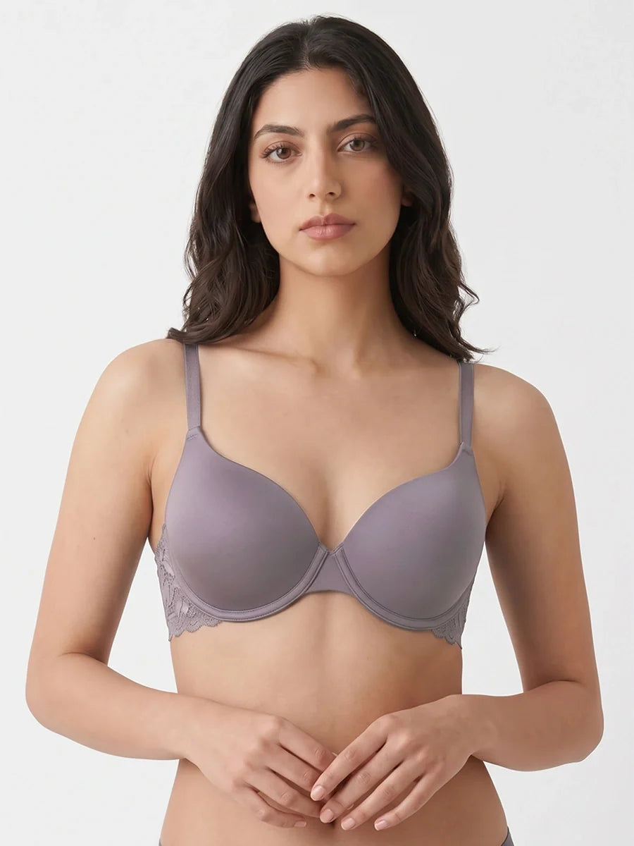 Padded T-shirt Bra - Merlot - Grey