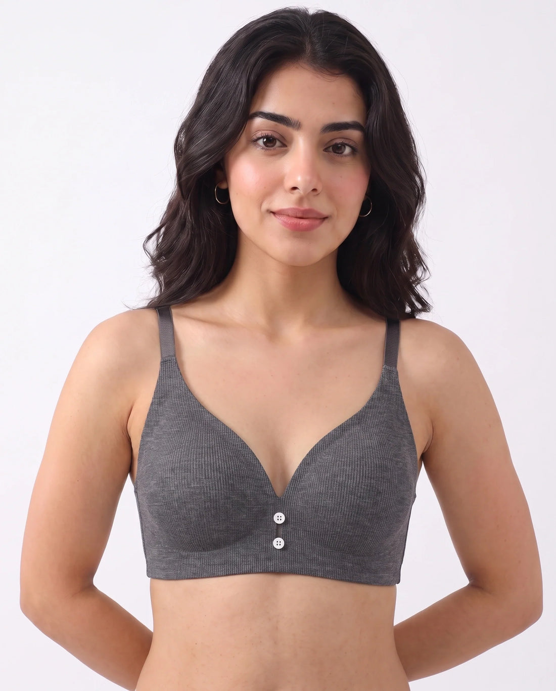 Seamless Padded Bra - Rina - Charcoal