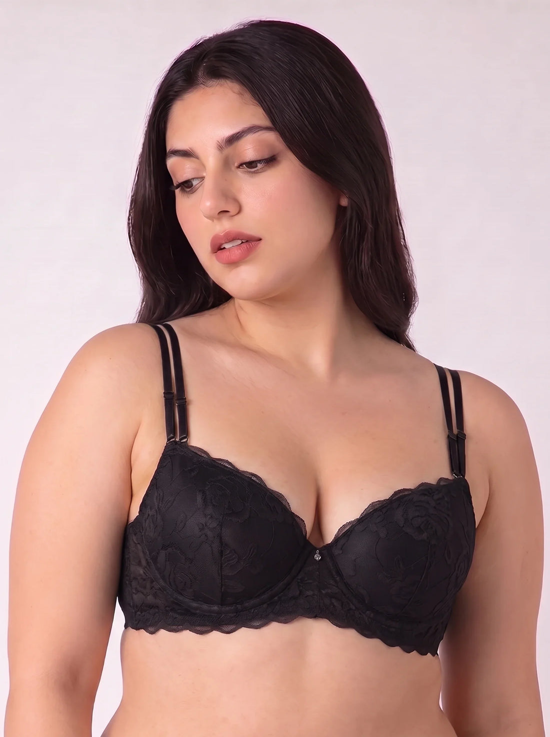Padded Push-up Bra - Rose - Black