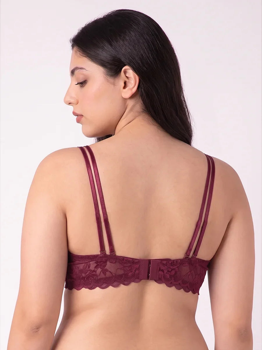 Padded Push-up Bra - Rose - Maroon