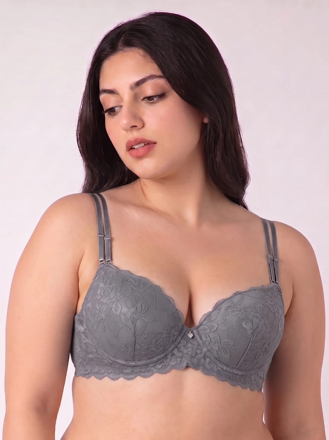 Padded Push-up Bra - Rose - Grey