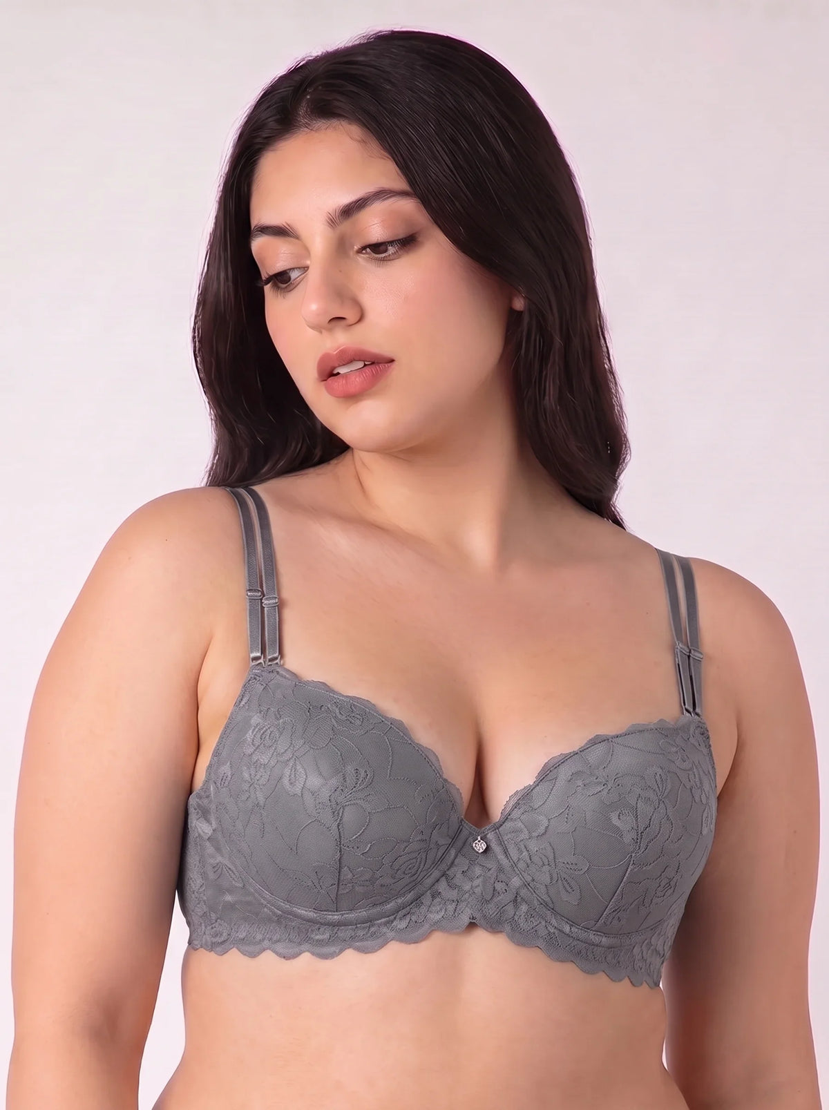 Padded Push-up Bra - Rose - Grey