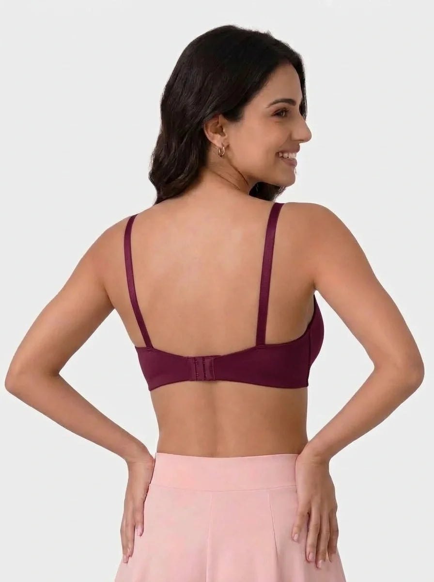 Plus Size Padded Bra - Softessa - Burgundy