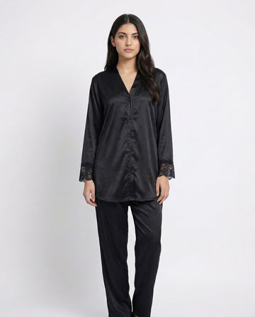 Silk PJ Set - Silky Charm - Black