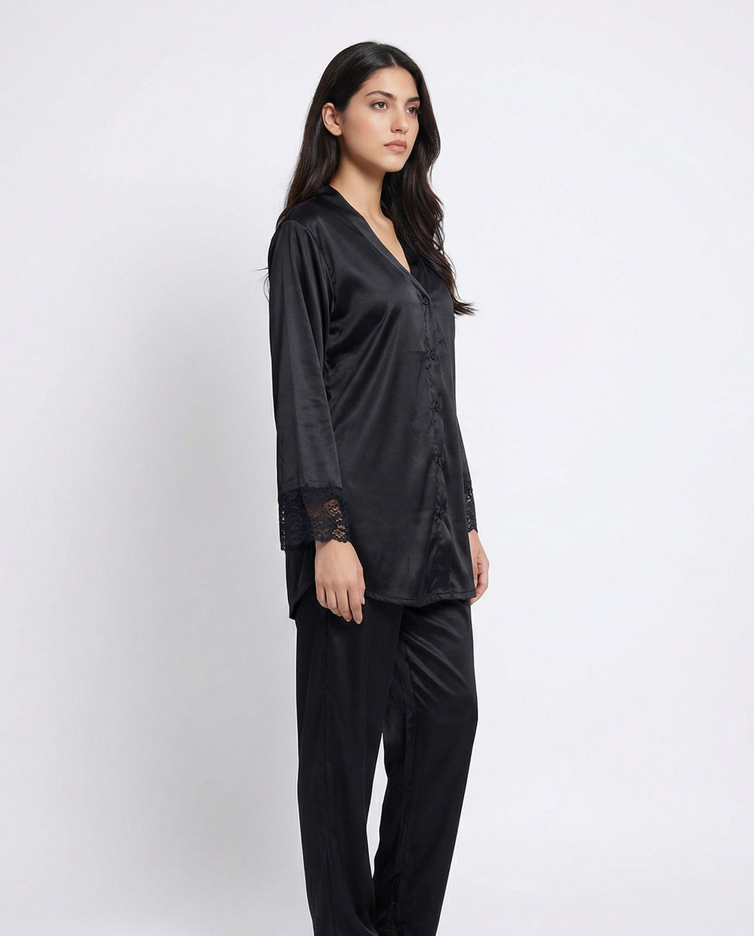 Silk PJ Set - Silky Charm - Black
