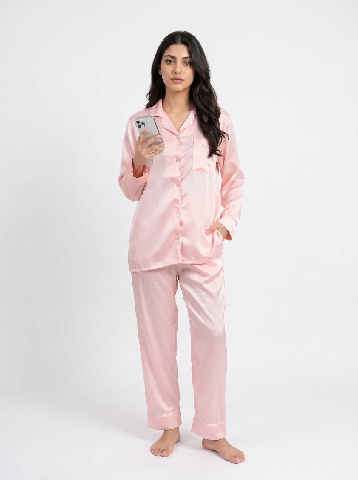 Velvet Silk PJ Set - Baby Pink