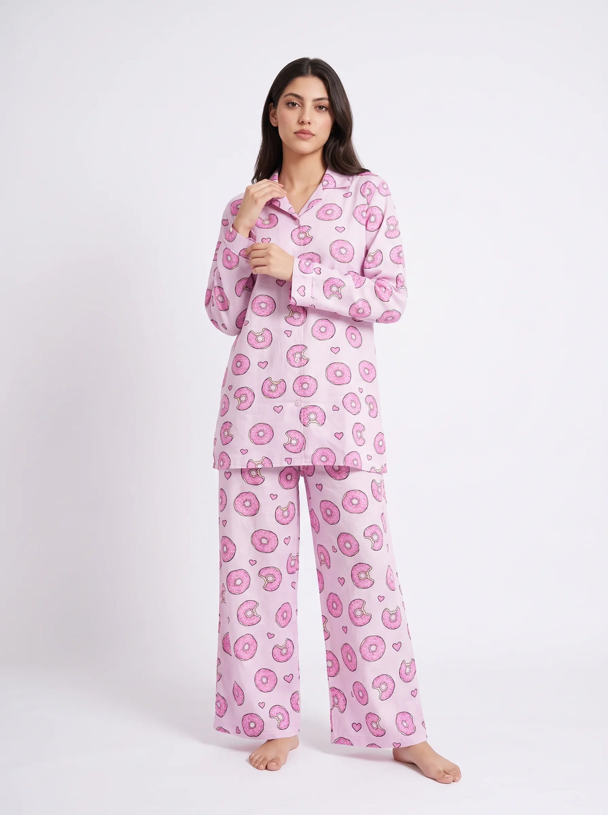 Oversized Linen PJ Set - Donut Blush